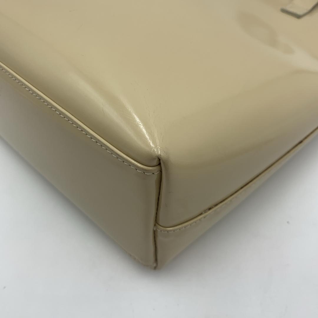 GUCCI グッチ ハンドバッグ トートバッグ エナメル ポーチ付き ベージュ