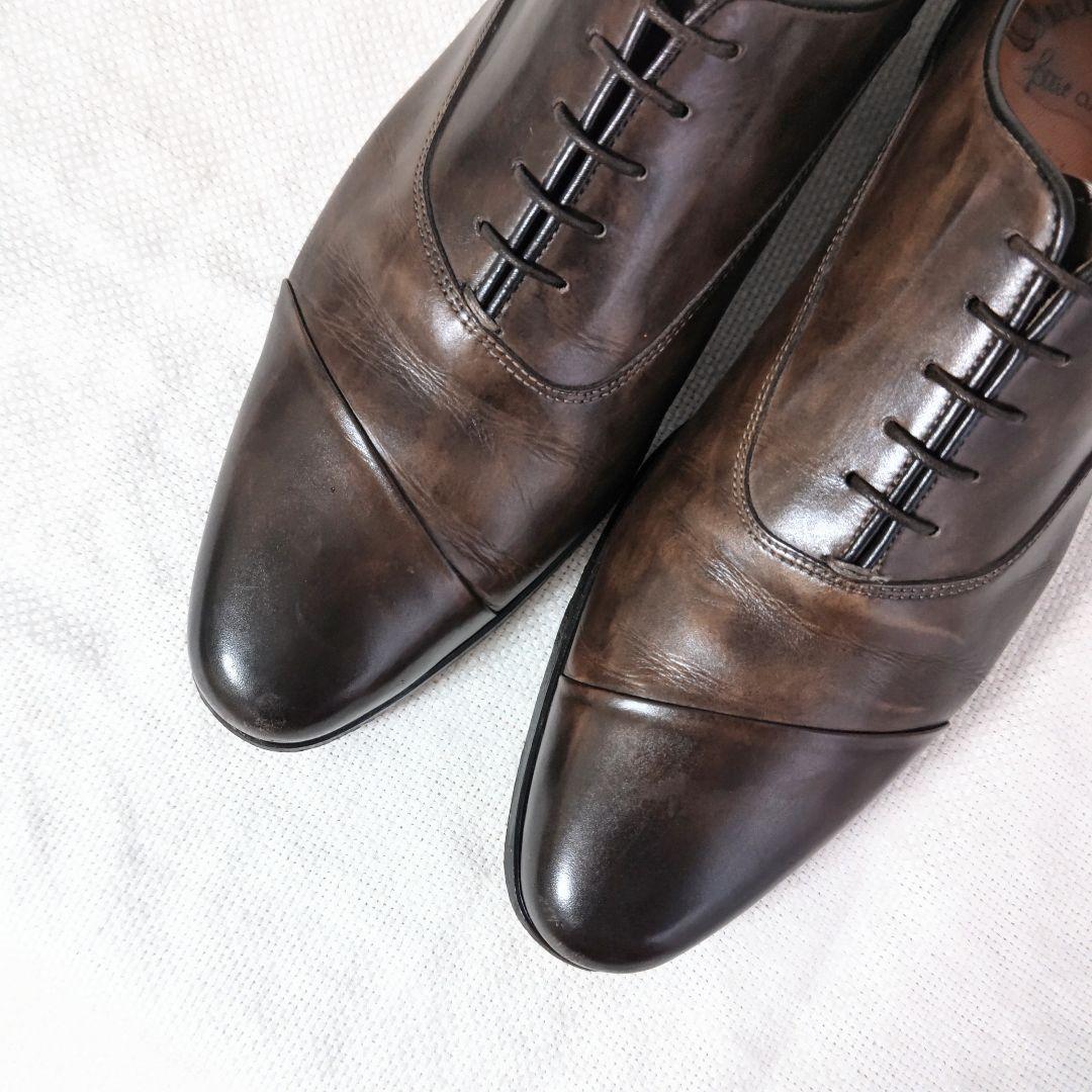 Santoniサントーニ12985ストレートチップビジネスドレスレザーシューズ茶