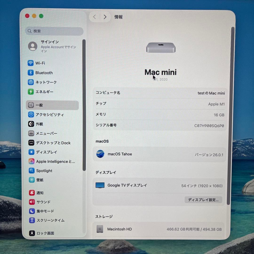 Apple Mac mini M1 シルバー 本体 + 電源ケーブル