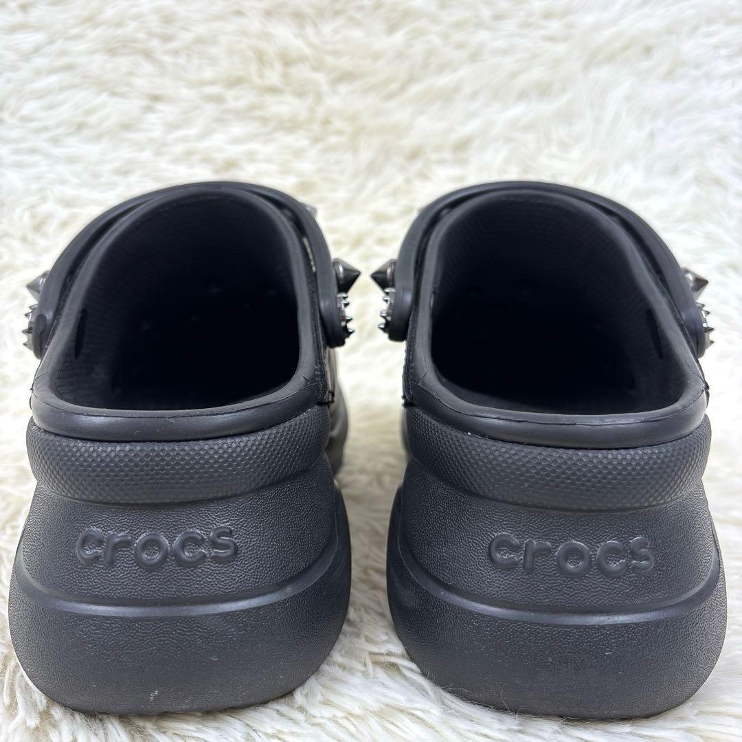 美品、crocs、クロックス、スタッズ、厚底、サンダル、黒