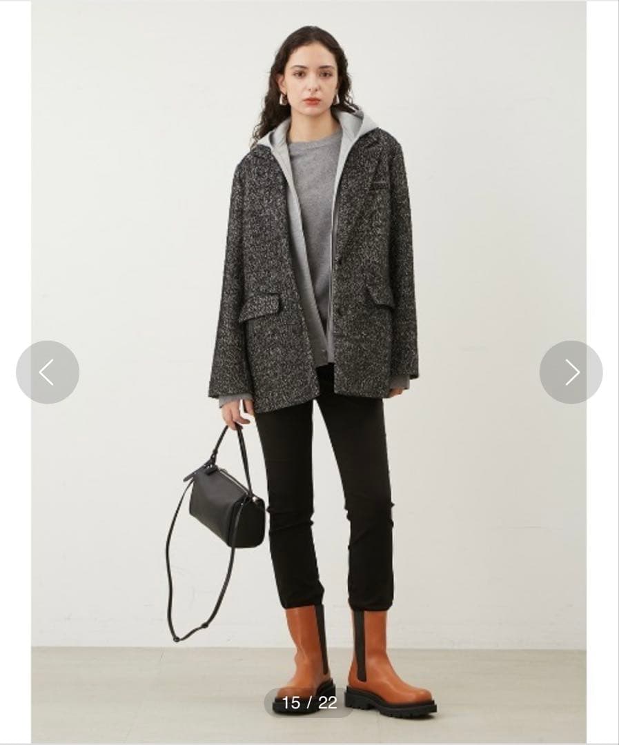 Mila Owen フードドッキングシングルブレストジャケット◇ツイード 1