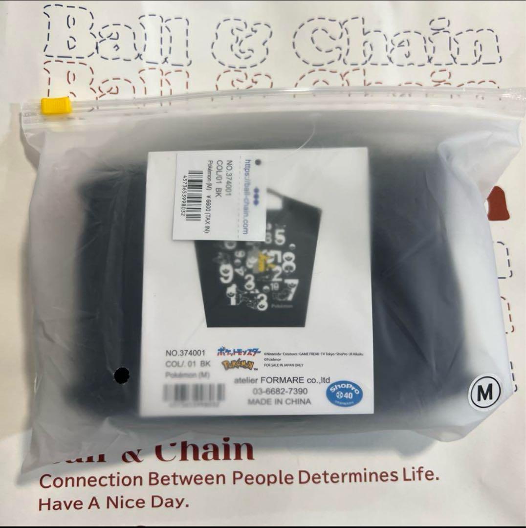 ボールアンドチェーン　ピカチュウ　ポケモン　コラボ　エコバッグ　ブラック　黒　M