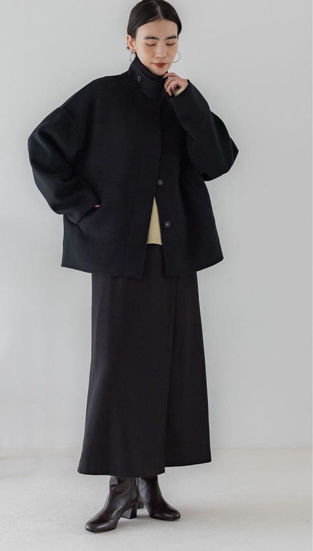 crewre 2wayウールリバーショートコート ブラック サイズ1