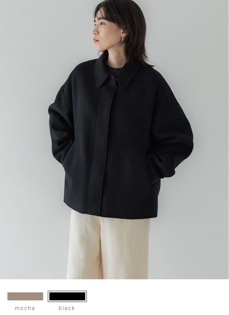 crewre 2wayウールリバーショートコート ブラック サイズ1