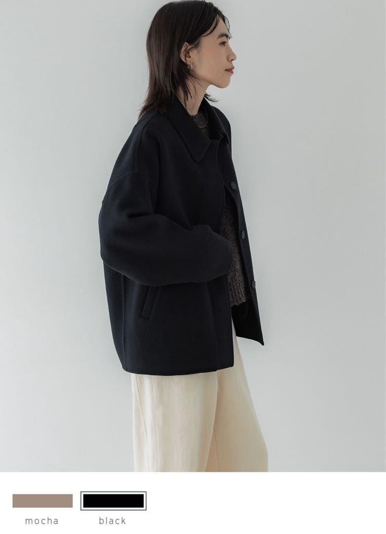 crewre 2wayウールリバーショートコート ブラック サイズ1