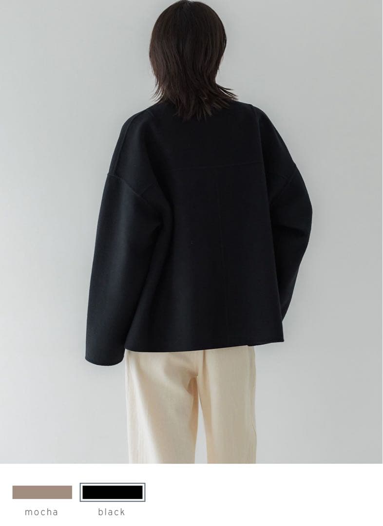 crewre 2wayウールリバーショートコート ブラック サイズ1