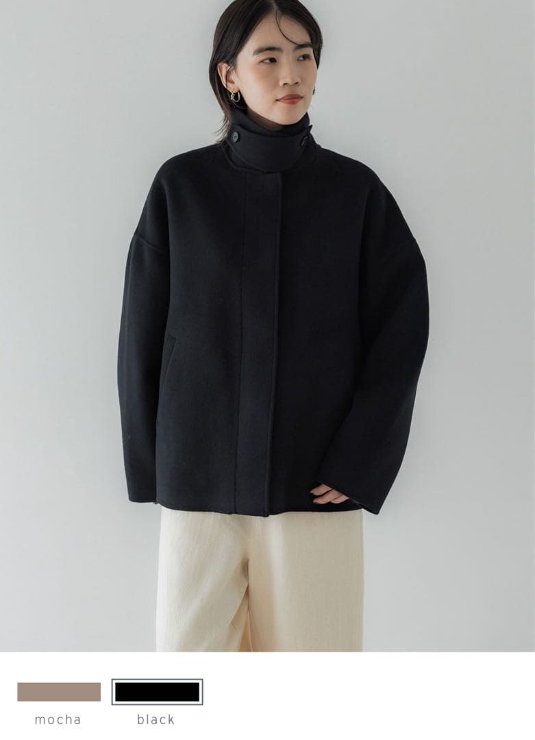 crewre 2wayウールリバーショートコート ブラック サイズ1