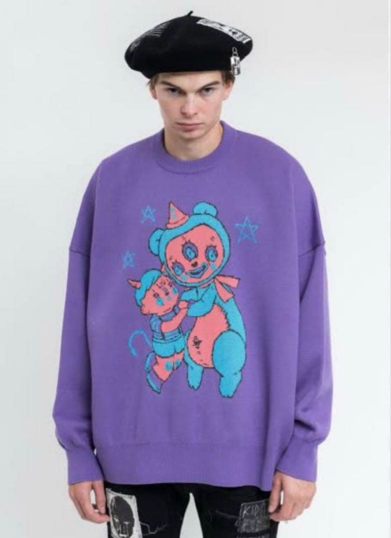 KIDILL パープル ニット スウェット 刺繍