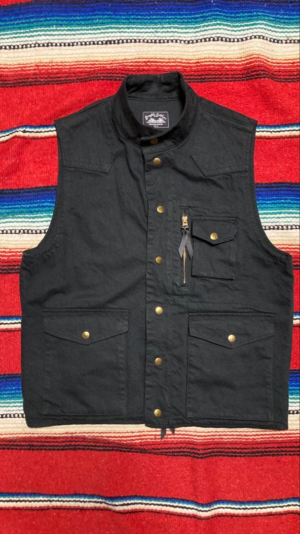 Langlitz Leathers ブラックデニムベスト L