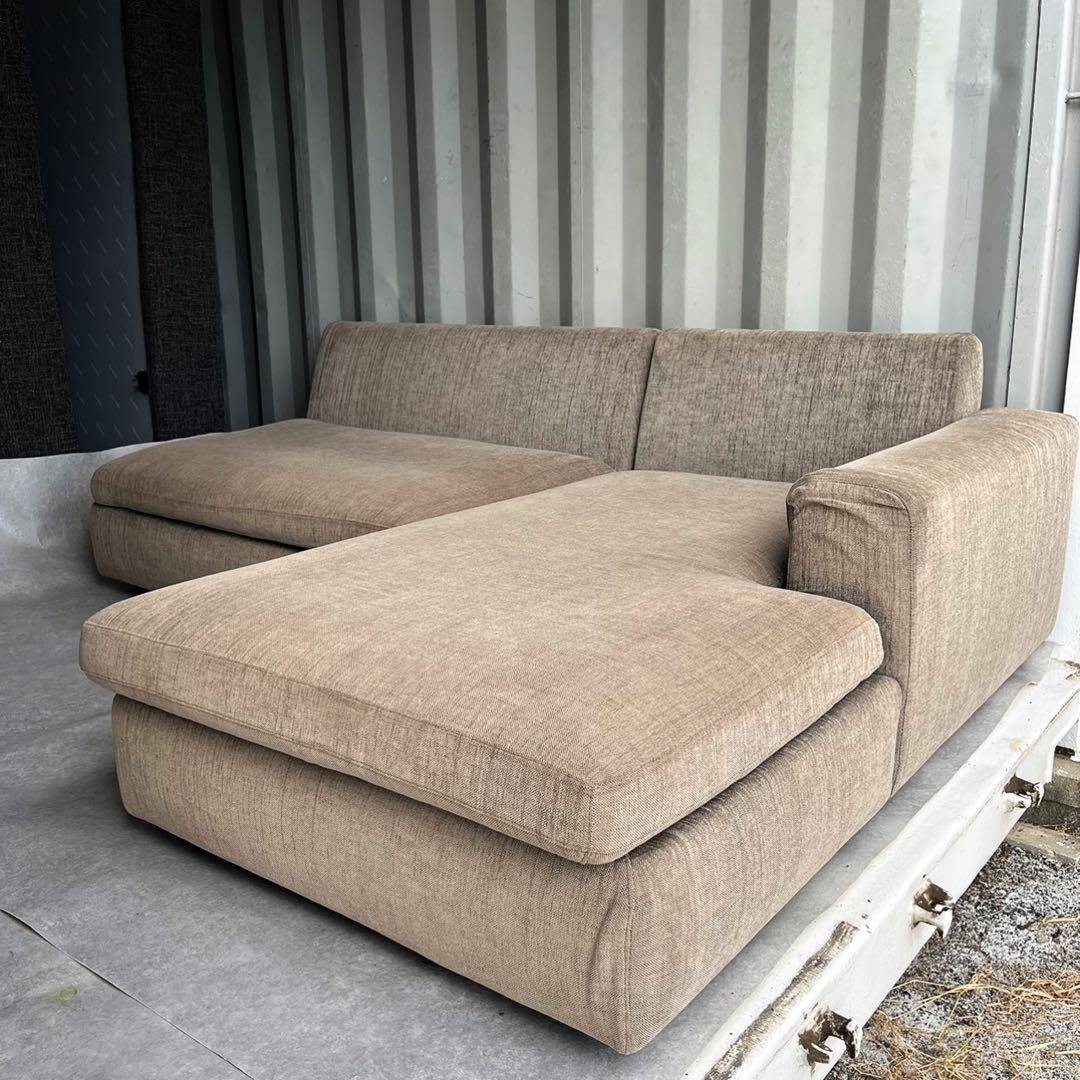 取付無料！アルフレックス SONA ブラウンファブリック3Pカウチソファ✨