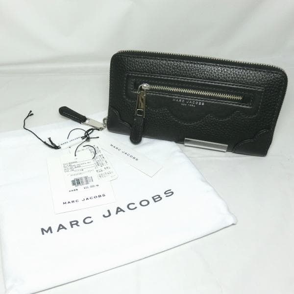 極美品マークジェイコブス ラウンドファスナー長財布 コンチネンタル レザー黒