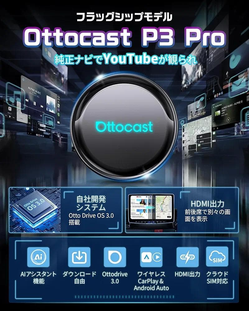 【公式】新型 モデル オットキャスト P3 Pro Ottocast ⭐A①73