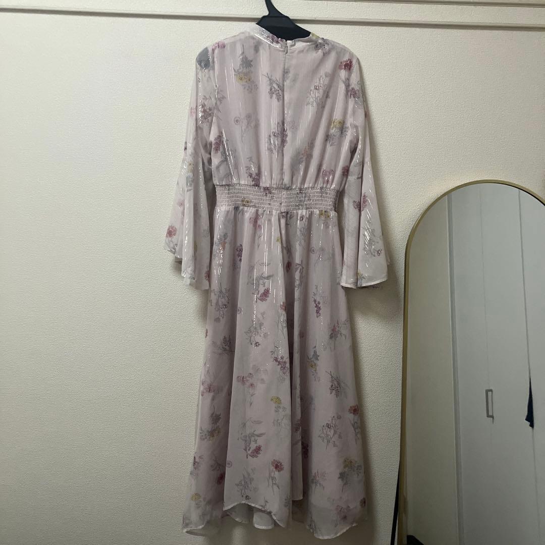 【新品】セルフォード　ボウタイフラワープリントワンピース　ピンク　36