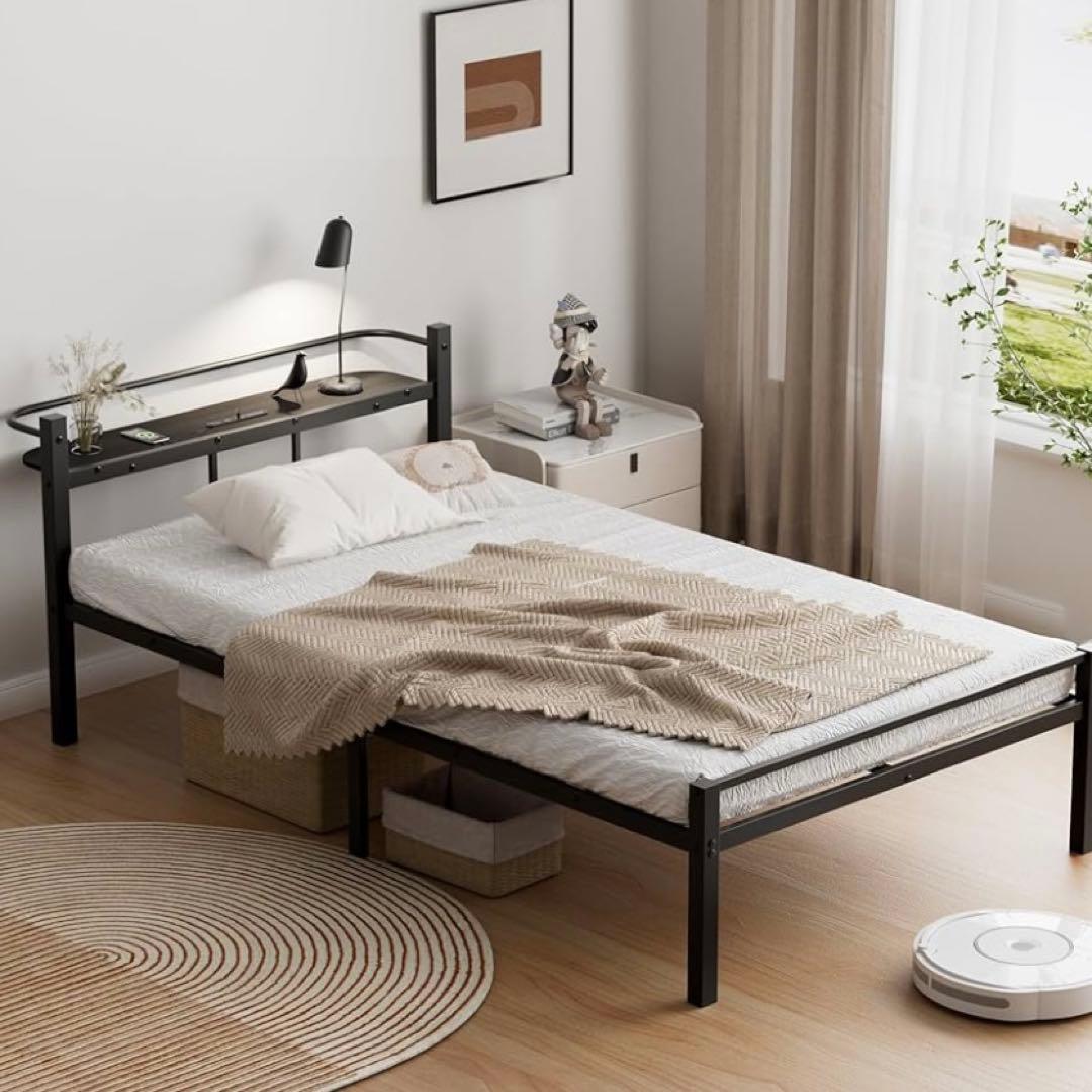ベッドフレーム シングル ベッド パイプベッド 耐荷重組立簡単