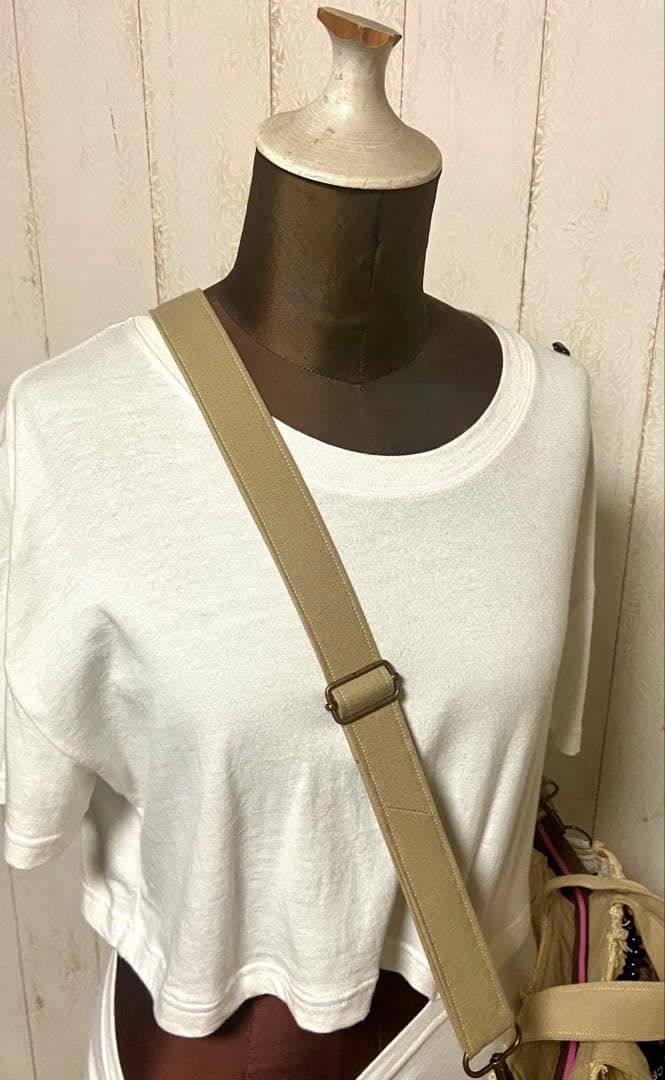 デニムリメイクバックS 茶フリンジ猫