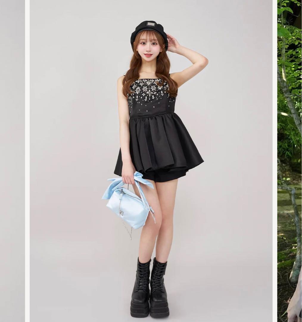 新品タグ付き ダーリッチ ジュエリーフレアチュニック ブラック