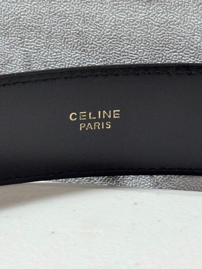 CELNE セリーヌ　ブラックスエードベルト 金色バックル