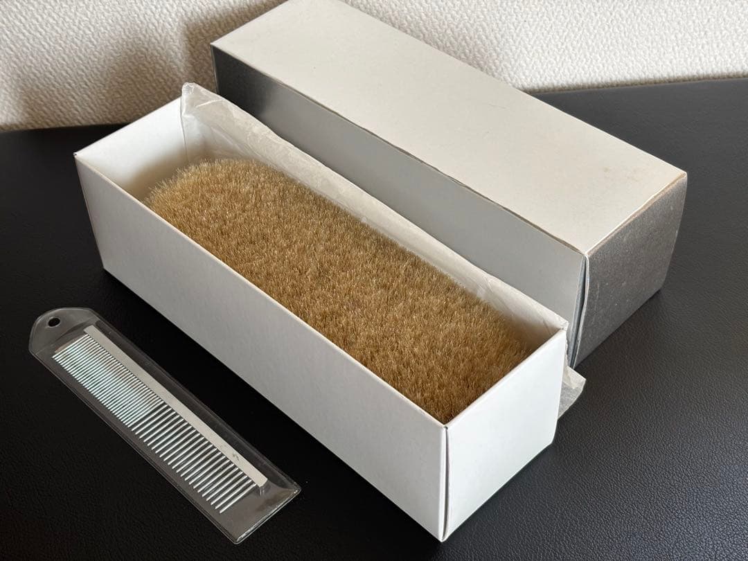 【美品】ブラシの平野　手植え水雷型　馬尾毛100% 金クシ付属