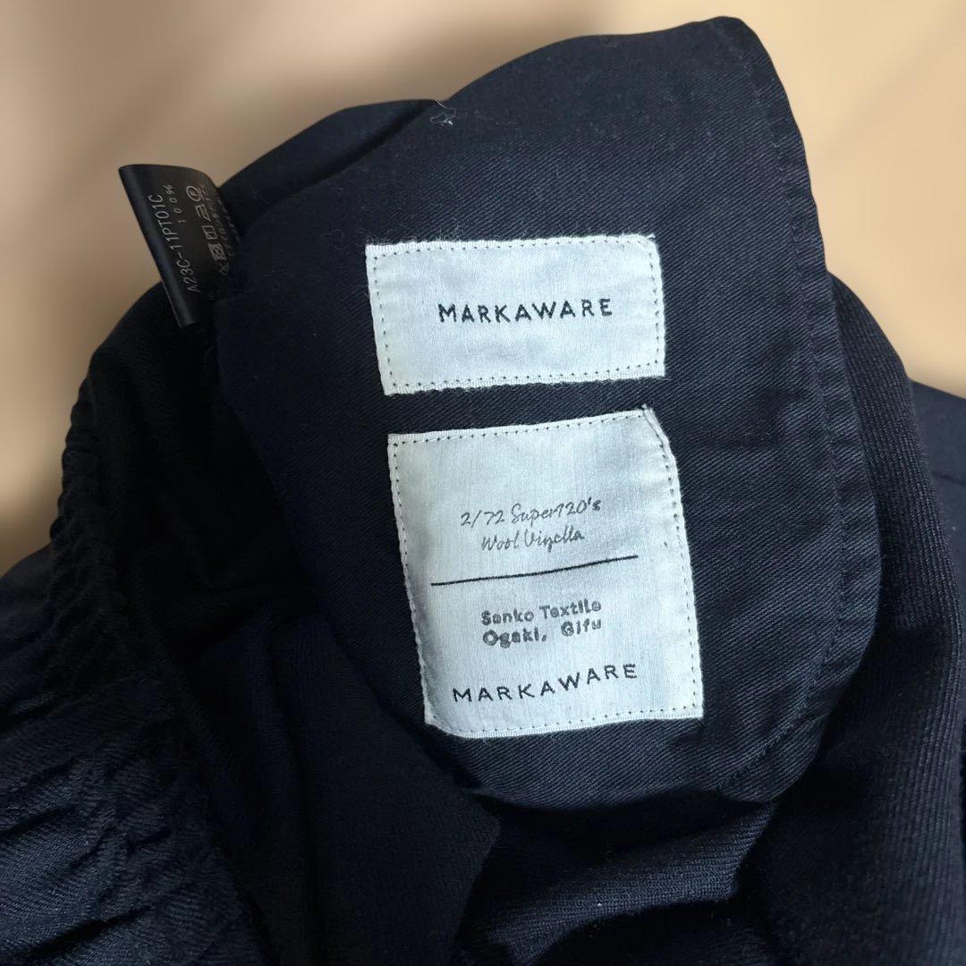 MARKAWARE ウールヴィエラ　ブラックワイドスラックス