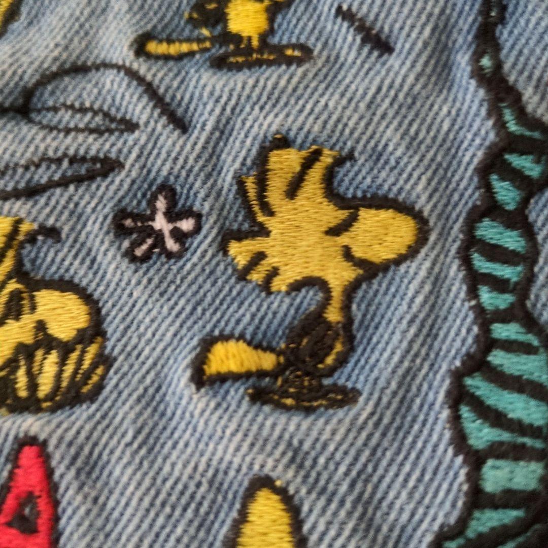 ③【新品】スヌーピー 刺繍デニムビッグバッグ (ウッドストック75周年)