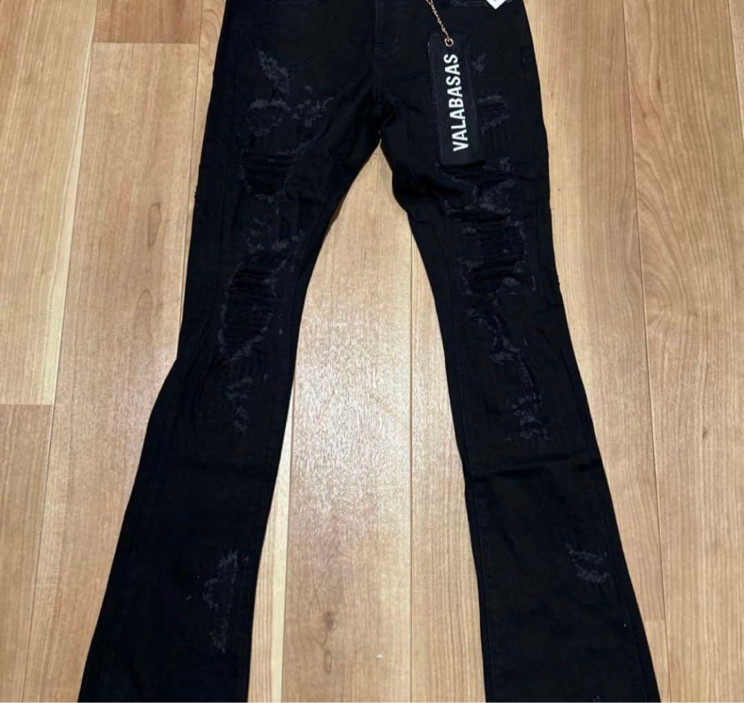 valabasasクラッシュスキニーフレアデニム 30