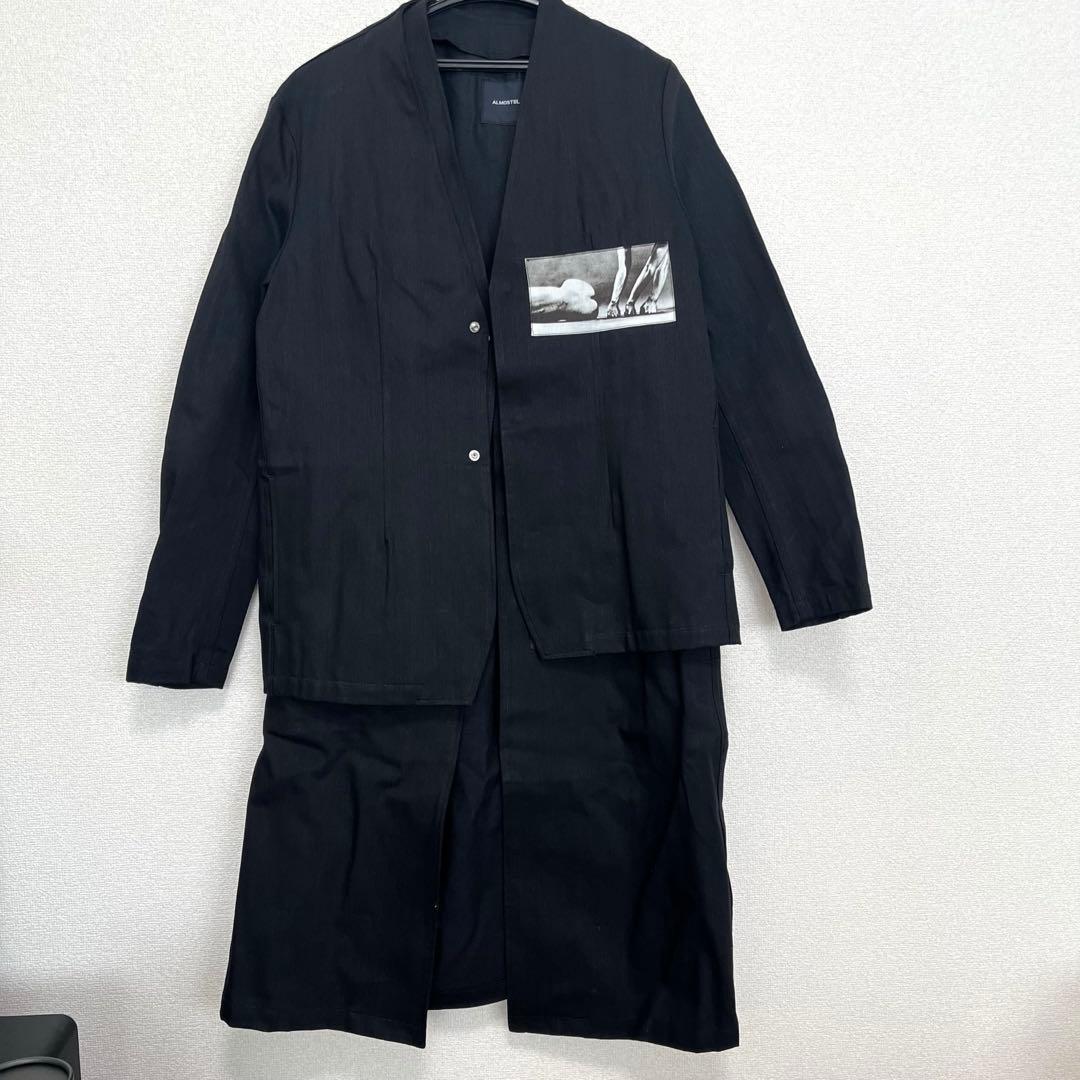 ALMOSTBLACK オールモストブラック　ノーカラーレイヤードコート