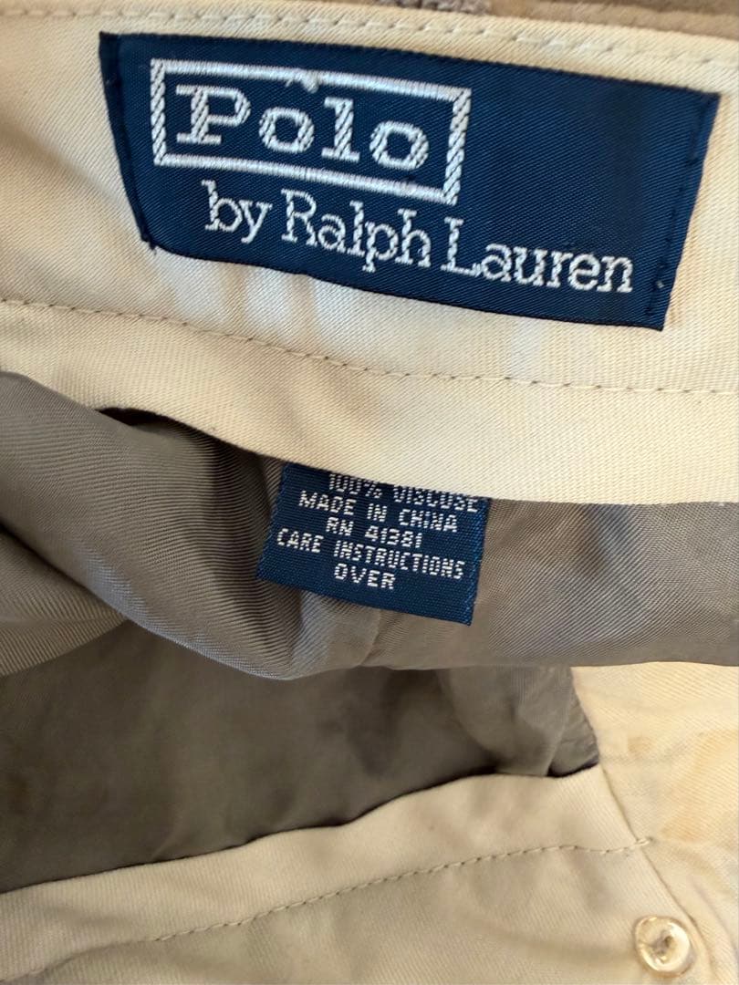 90s ラルフローレン スエード レザー パンツ 33 ベージュ