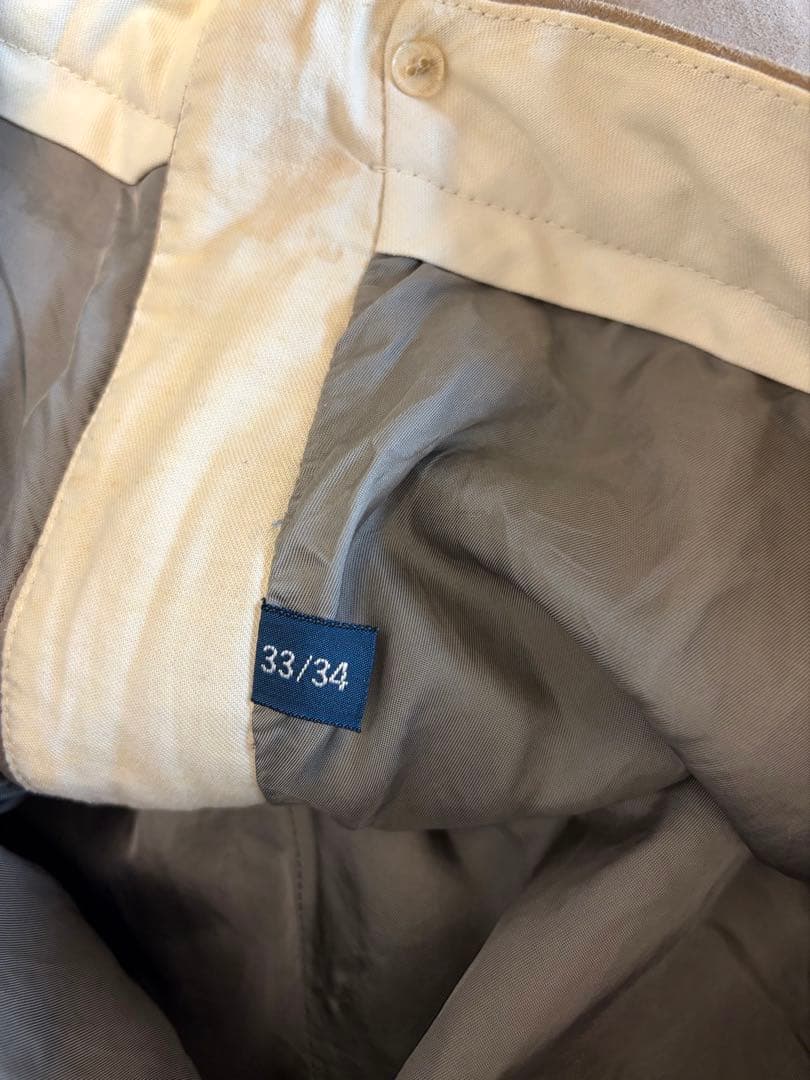 90s ラルフローレン スエード レザー パンツ 33 ベージュ