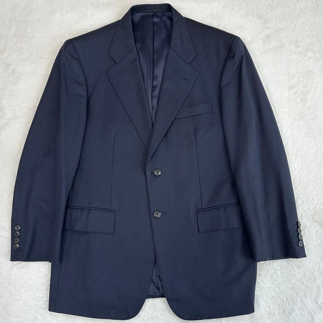 美品◎エルメネジルド ゼニア スーツ セットアップ ネイビー ウール AB5 L