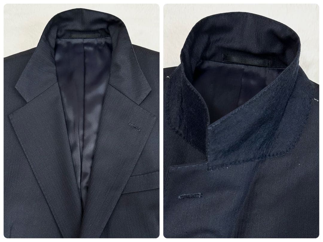 美品◎エルメネジルド ゼニア スーツ セットアップ ネイビー ウール AB5 L