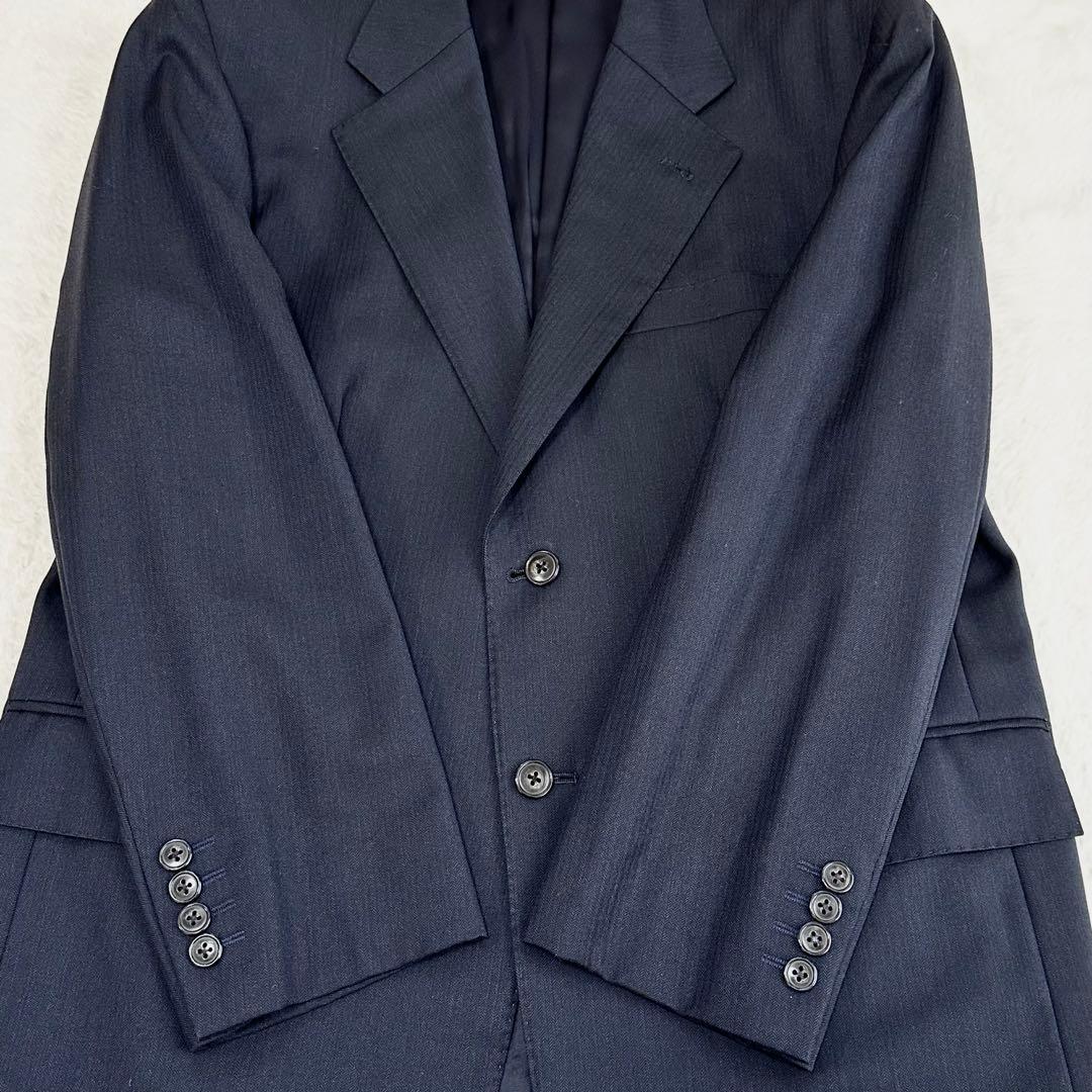 美品◎エルメネジルド ゼニア スーツ セットアップ ネイビー ウール AB5 L