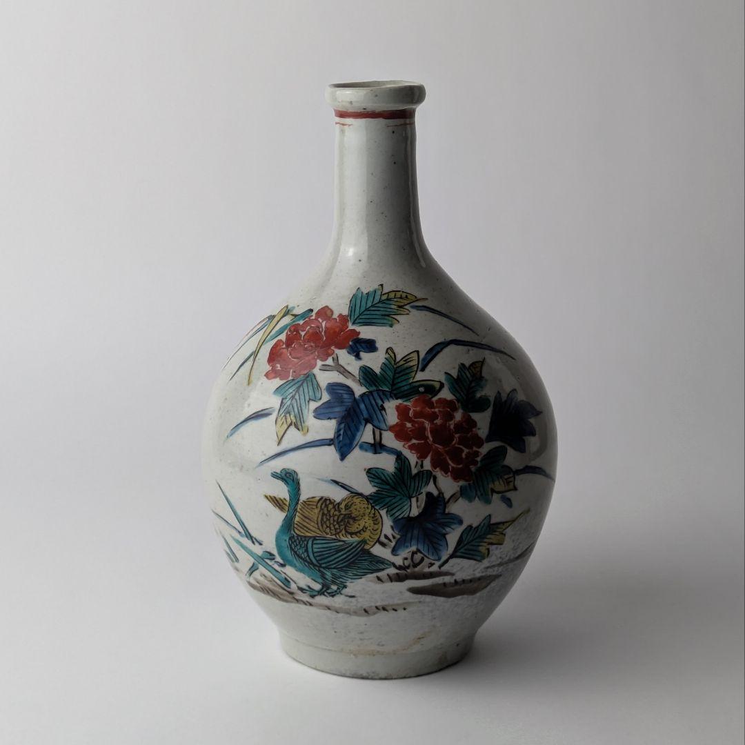 ひ*る様 古九谷 色絵 花鳥 徳利 酒器 花生 骨董 古美術 アンティーク