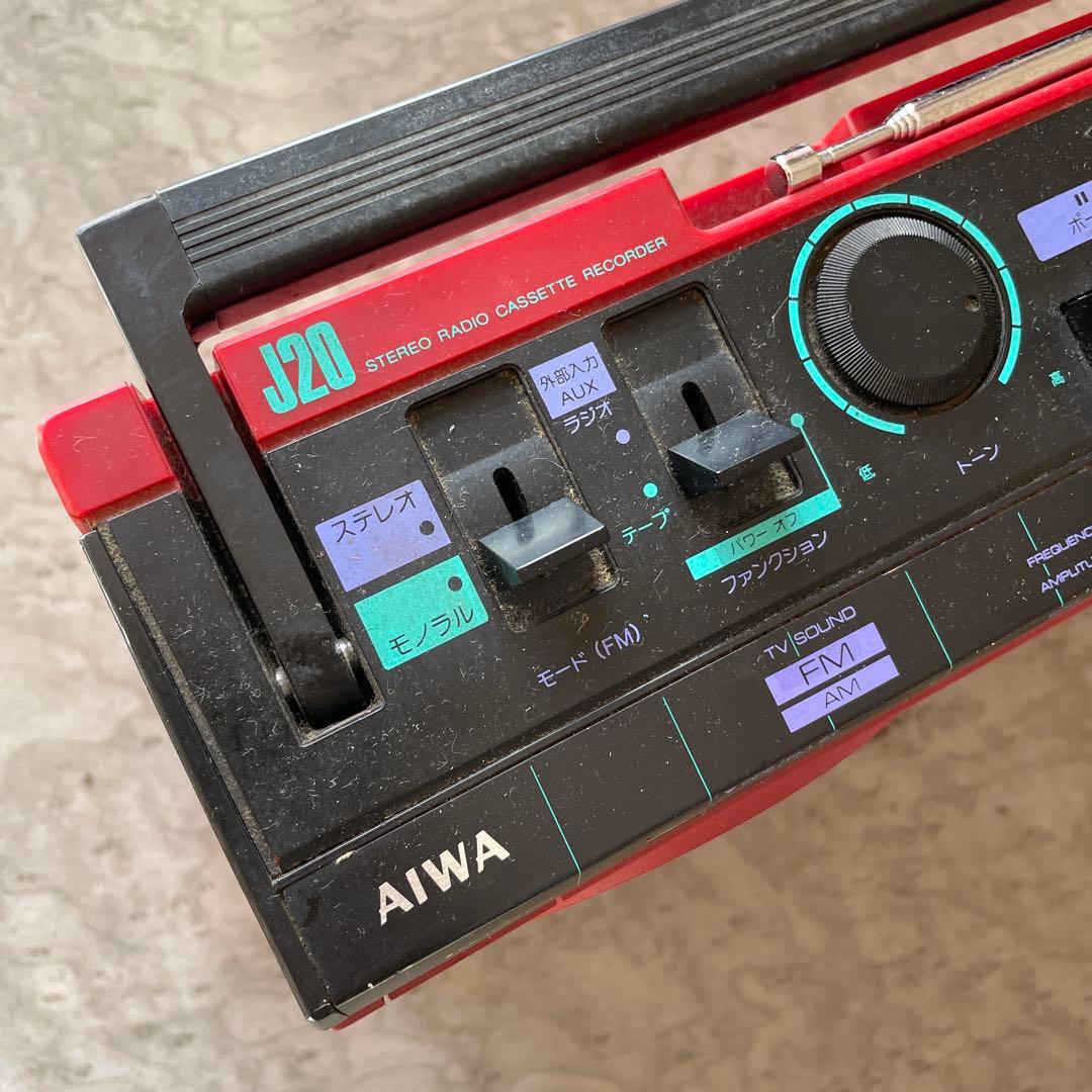 AIWA アイワ CS-J20 ラジカセ 赤 昭和レトロ