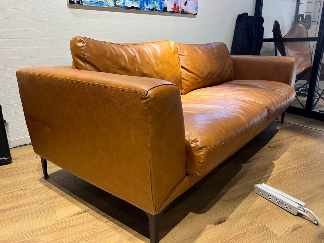 <値下げ中>NOCE ブラウンレザー 2.5人掛けソファ