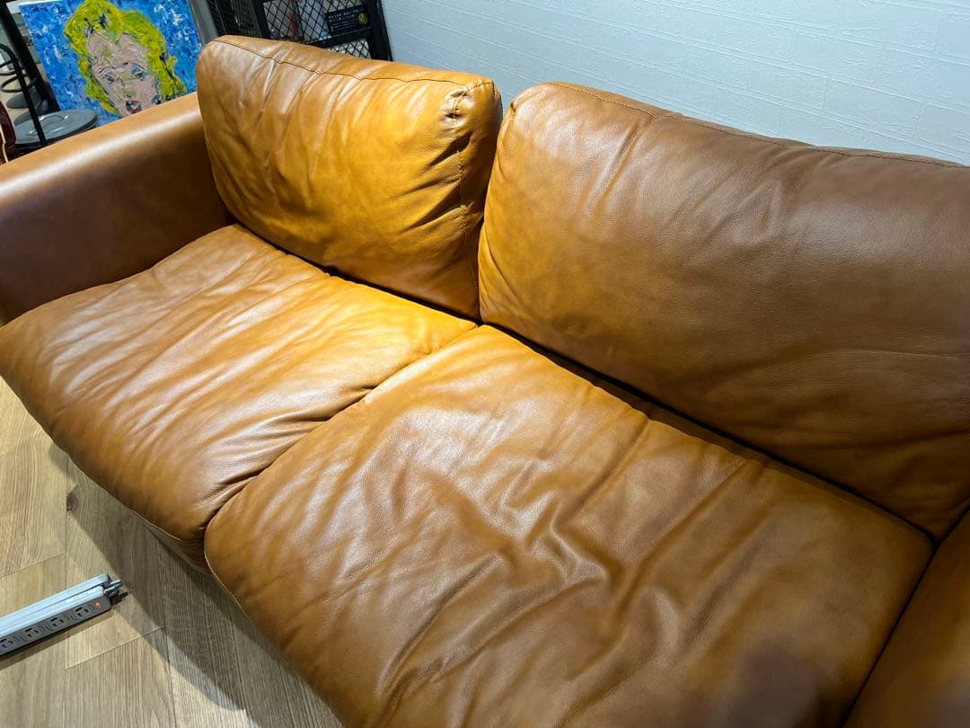 <値下げ中>NOCE ブラウンレザー 2.5人掛けソファ