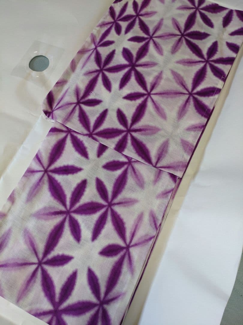 新品未使用　浴衣　雪花絞り調　有松鳴海絞り調　綿100%　夏着物　大人浴衣　紫