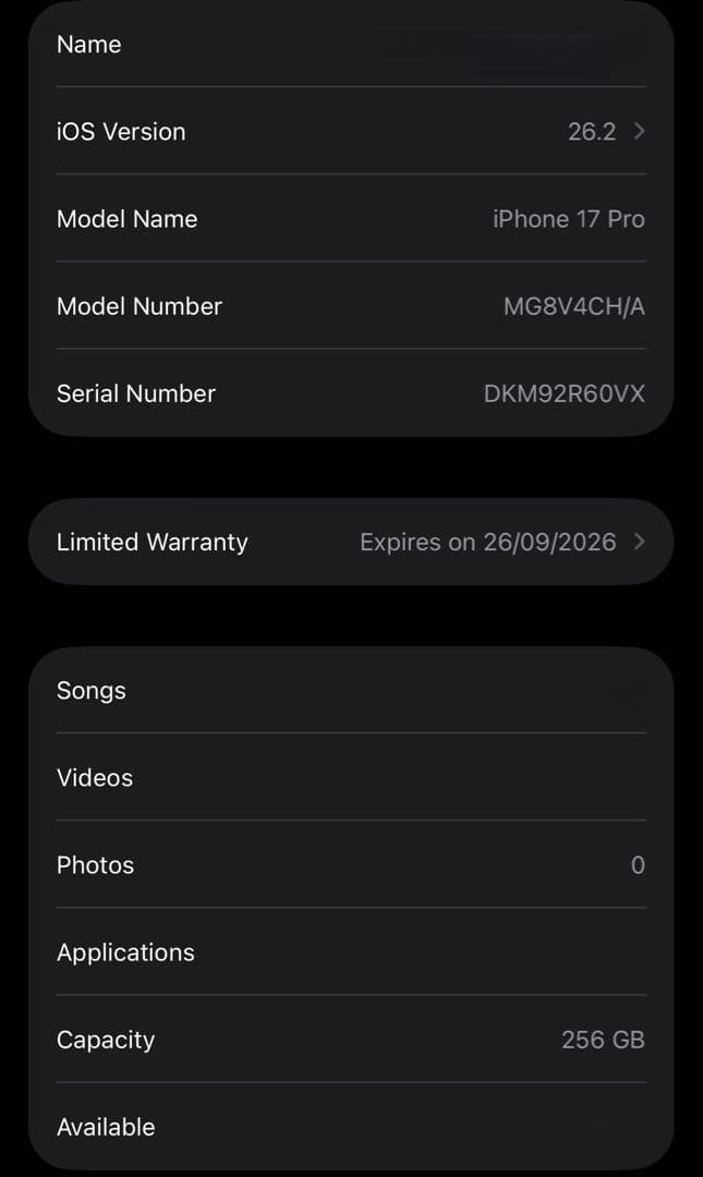 海外版 iPhone 17 Pro 256GB 中国版 A3524 美品