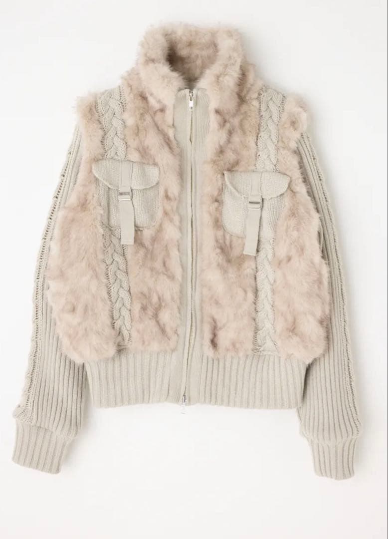 ラグアジェムCABLE KNIT FAUX FUR ブルゾン