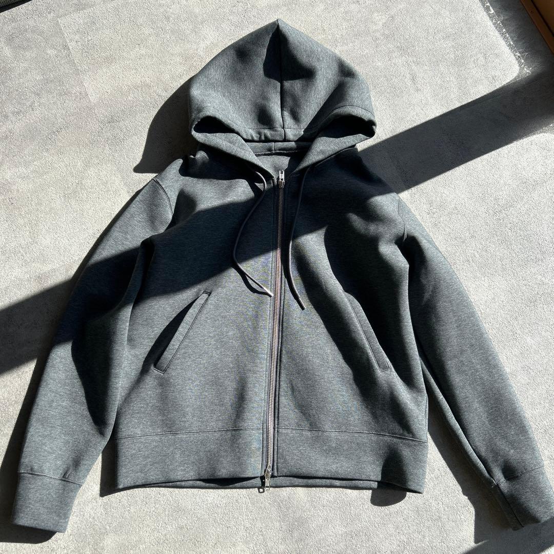 極美品✨スピックアンドスパン ストレッチジップフードパーカー グレー 25AW
