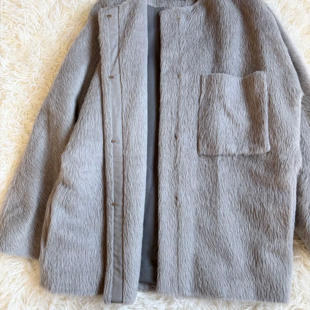 美品✨定価16.5万 エブール アルパカシャギー ノーカラー コート 38