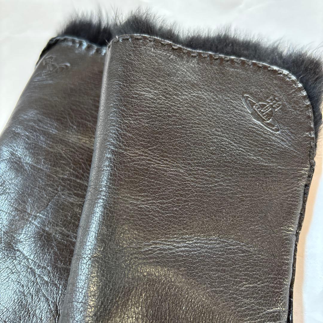 ヴィヴィアンウエストウッド　本革　手袋　グローブ　ファー　ブラック　黒