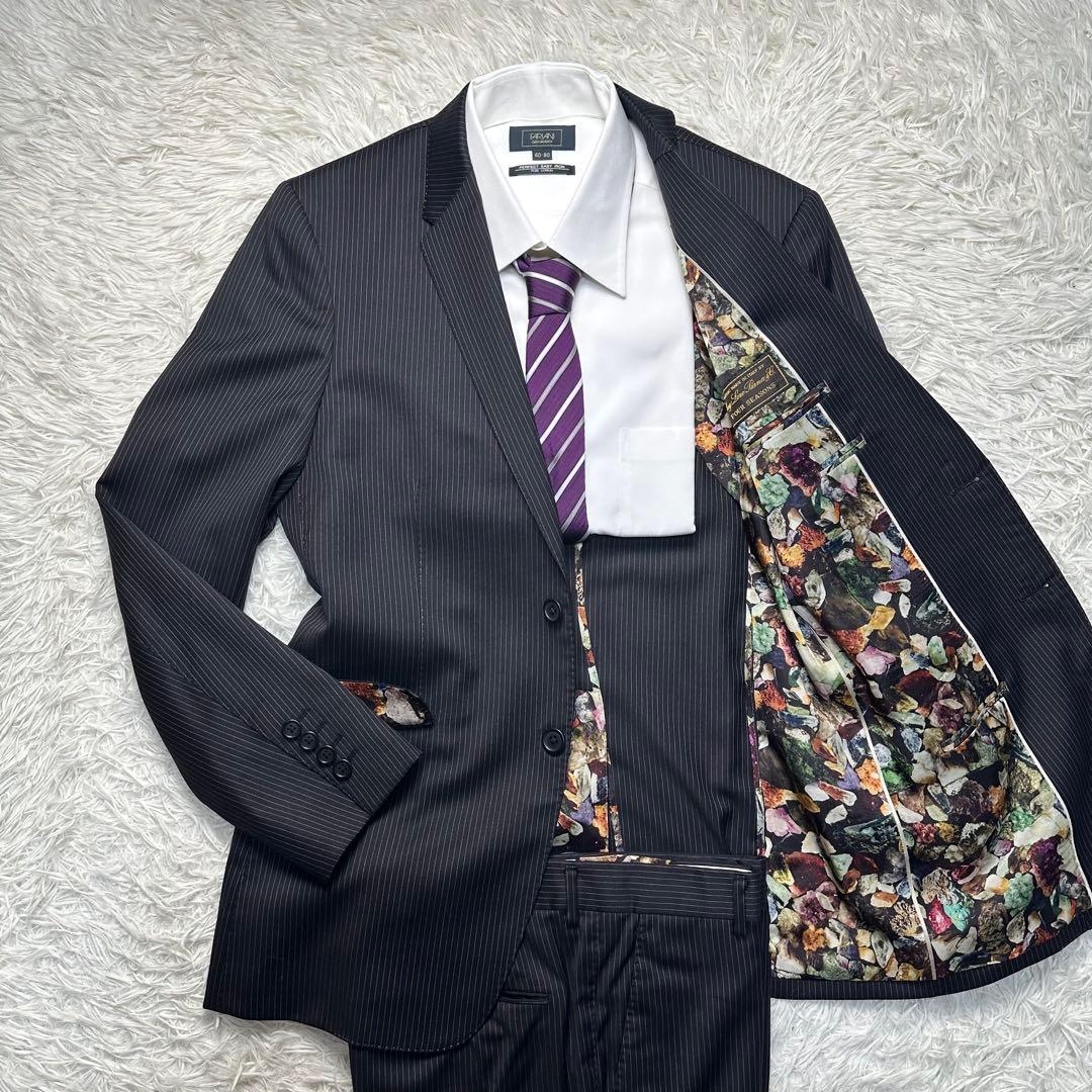 未使用級 現行 ポールスミス ロロピ シルク混 光沢 鉱石柄 セットアップ M