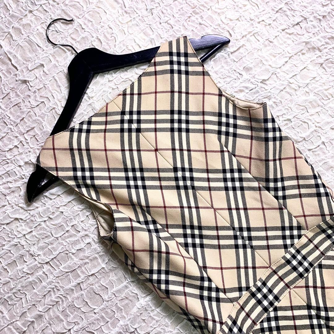 バーバリーブルーレーベル ワンピース ノバチェック プリーツ　ロゴ刺繍