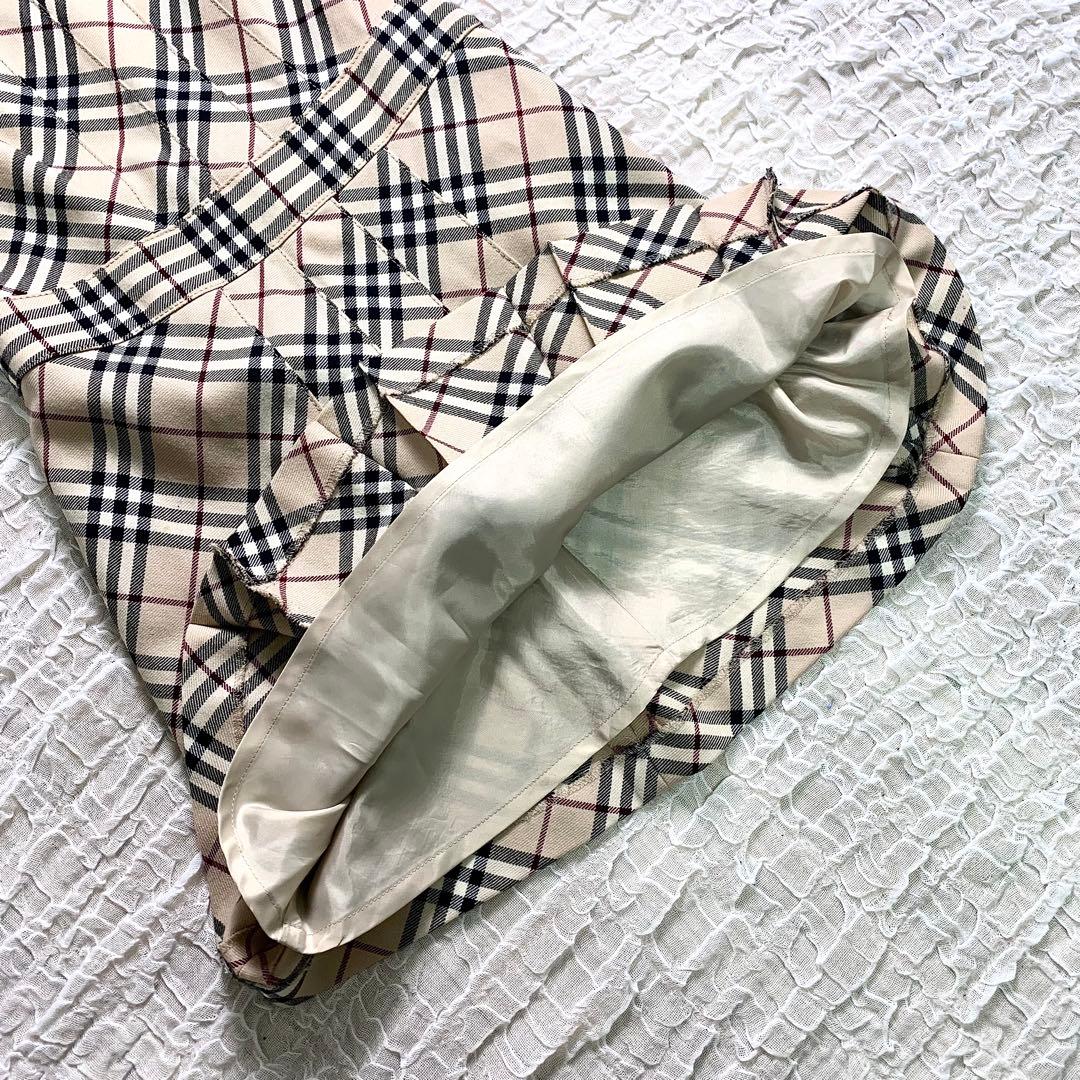 バーバリーブルーレーベル ワンピース ノバチェック プリーツ　ロゴ刺繍