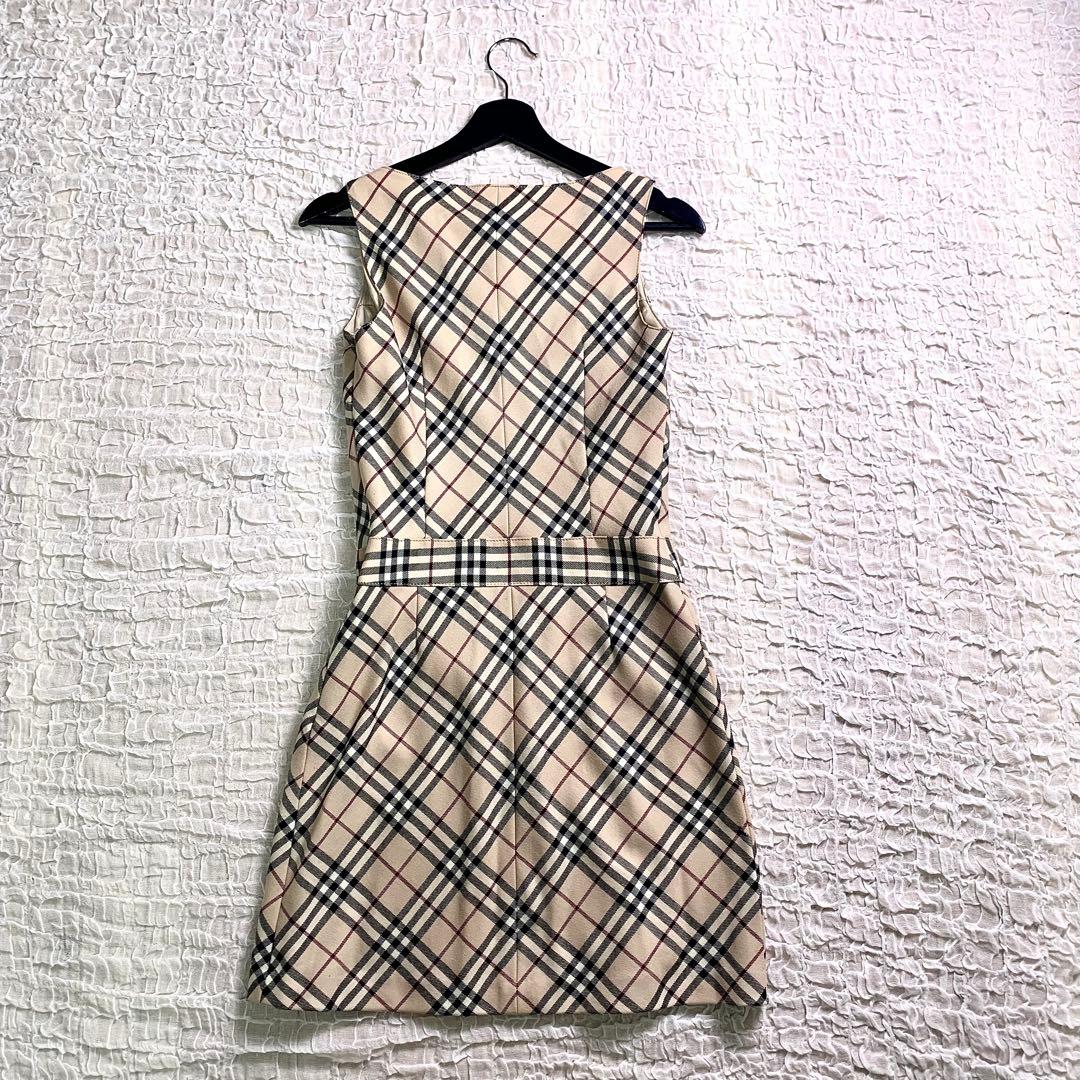 バーバリーブルーレーベル ワンピース ノバチェック プリーツ　ロゴ刺繍