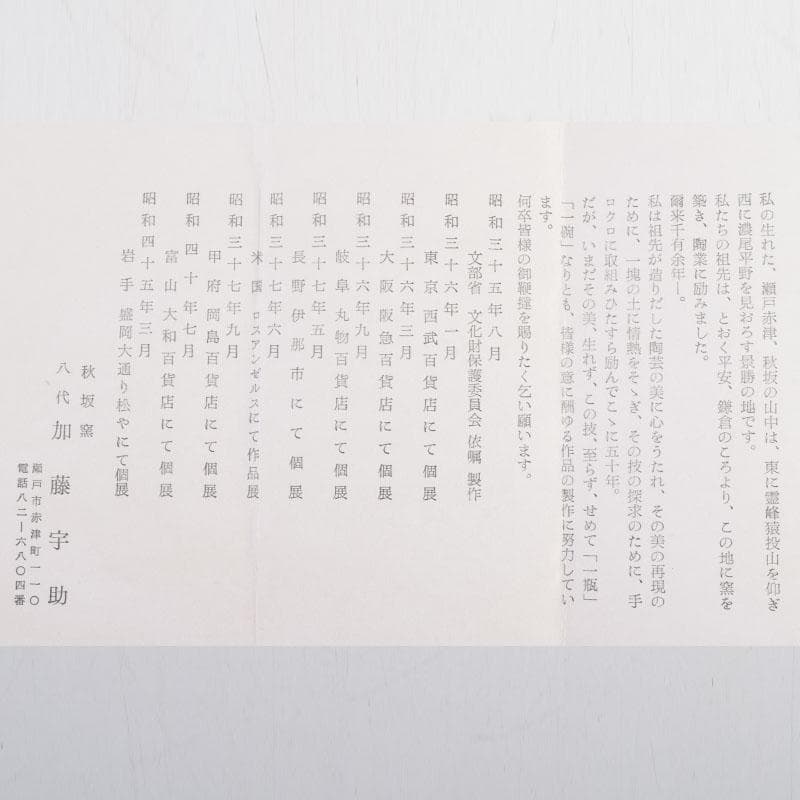 茶道具　秋坂窯　八代　加藤宇助作　伊賀釉　水指　共箱　N　9131