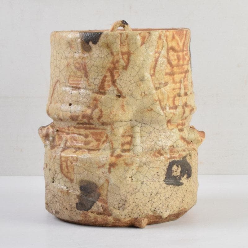 茶道具　秋坂窯　八代　加藤宇助作　伊賀釉　水指　共箱　N　9131