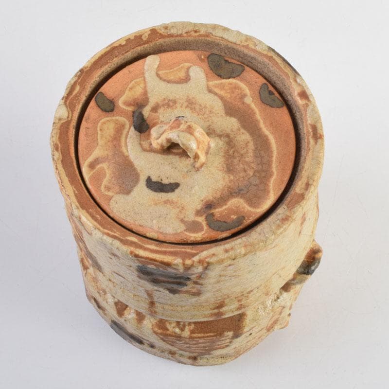 茶道具　秋坂窯　八代　加藤宇助作　伊賀釉　水指　共箱　N　9131