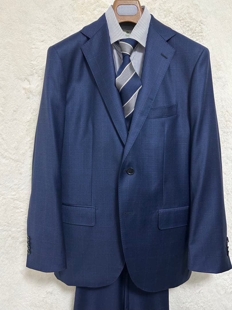 【新品】ロロピアーナ 生地使用 メンズ スーツ AB6 LL 花紺 オーバーペン