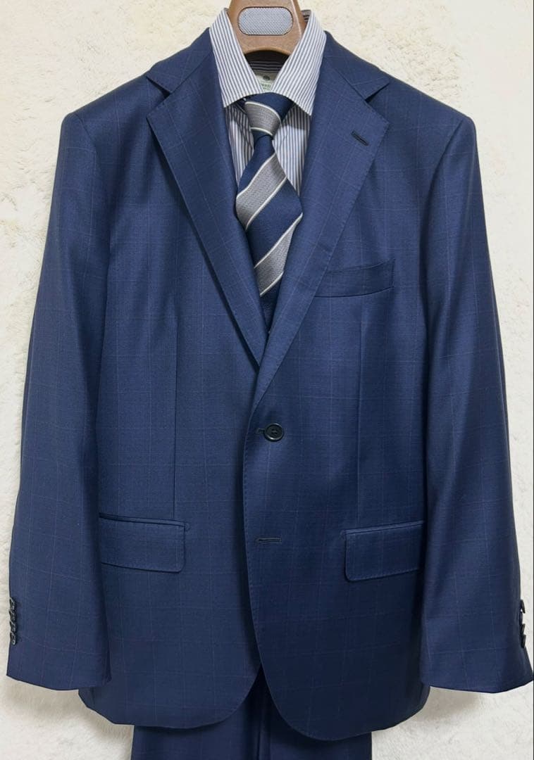 【新品】ロロピアーナ 生地使用 メンズ スーツ AB6 LL 花紺 オーバーペン